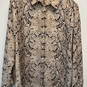 Snake Print Button-Up Shirt